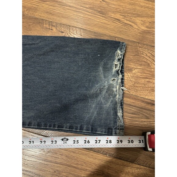 Ecko Unltd Y2K Faded Dark Wash Jeans Baggy 42x32 Faded Grunge Skater Whiskered - Picture 7 of 8